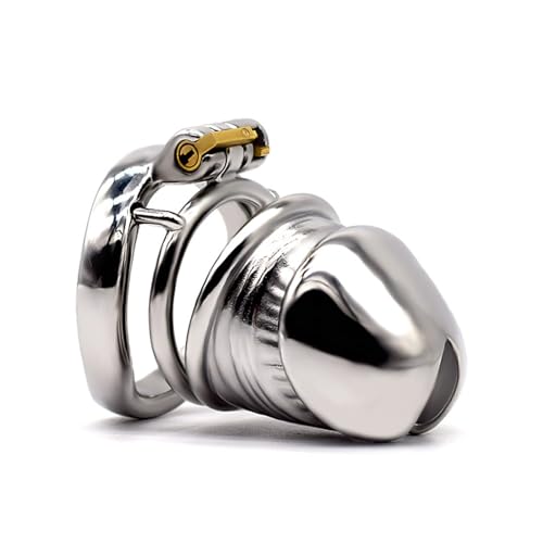 ATTAWA Gebogener Ring Herren Chastity Cage Cock Cage Edelstahl Peniskäfig Penis Lock Keuschheitskäfig Extrem BDSM Keuschheitsgürtel Penis Ringe SM Bondage Sissy Sex Spielzeug für Männer,Silber,55mm