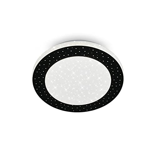 Briloner Leuchten - LED Deckenlampe mit Sternendekor, LED Deckenleuchte Bad IP44, gelochtes Dekor, neutralweißes Licht, Ø280 mm, Schwarz-Weiß