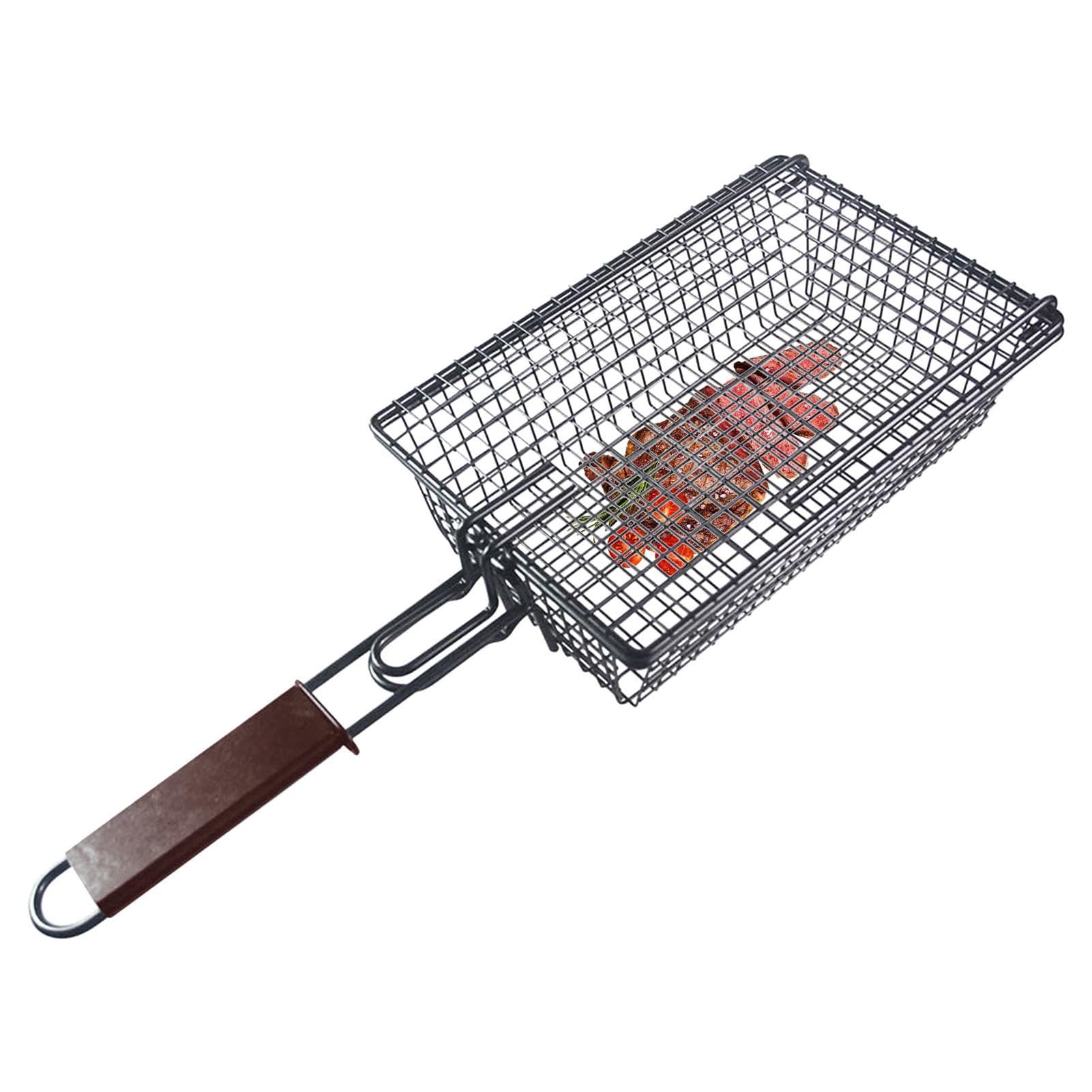 Takluu Grillkorb | Antihaftbeschichteter tragbarer Outdoor-Camping-Grillständer - Barbecue-Grill-Kochzubehör für Fisch, Garnelen, Gemüse