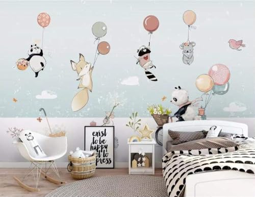 Niedlicher Cartoon Ballon Tier Panda 3D Tapete Poster Restaurant Schlafzimmer Wohnzimmer Sofa TV Dekorative Wand-400cm×280cm