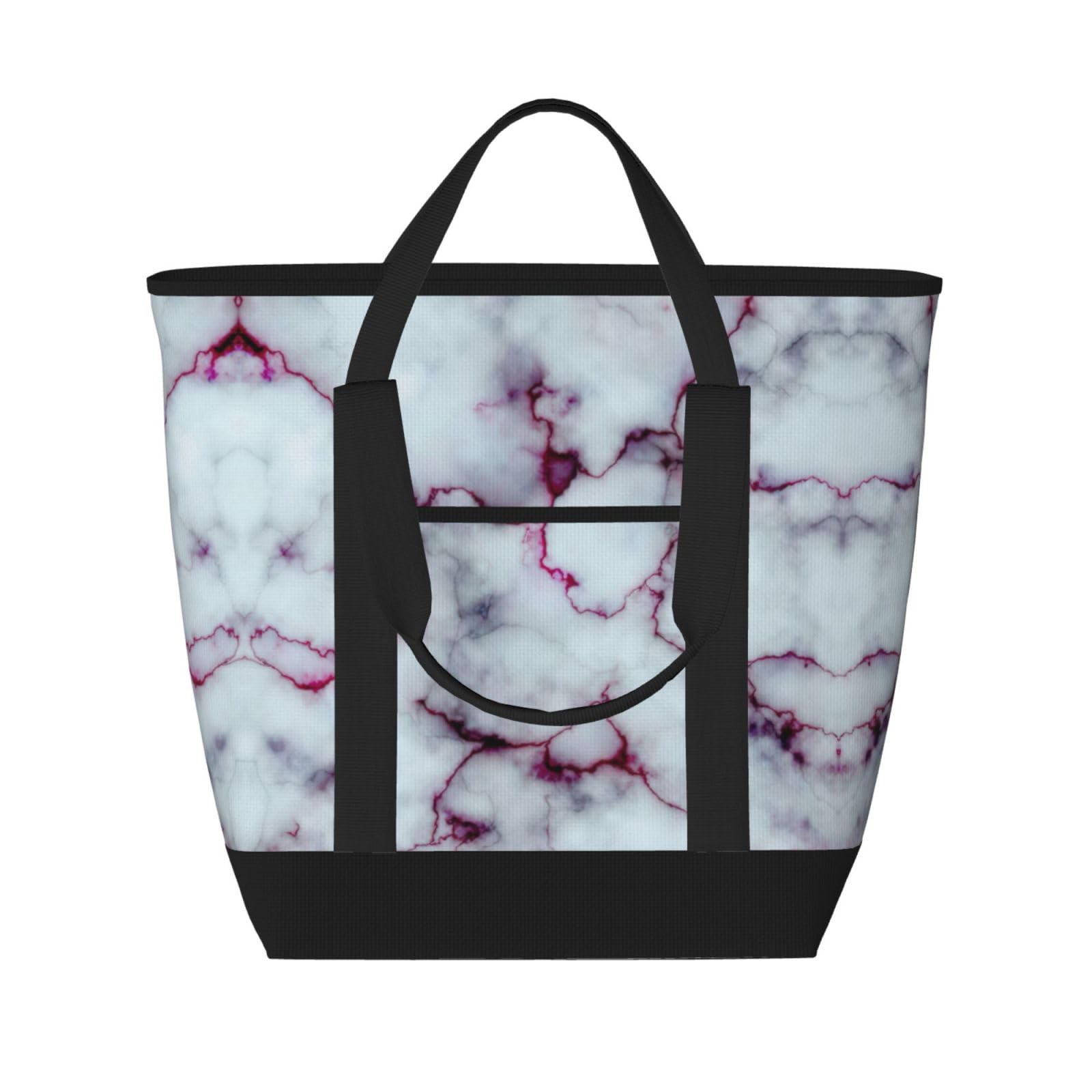 YQxwJL Violette Marmortextur-Druck, große Kapazität, isolierte Lunchtasche, wiederverwendbare Einkaufstasche mit Reißverschluss, für Damen und Herren