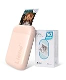 Liene 2 x 3 Tragbarer Fotodrucker mit 50 Blatt Zink Selbstklebendes Fotopapier, Bluetooth 5.0, Kleiner, für iOS & Android Smartphone, Mini Sofortbilddrucker für iPhone (Rosa)