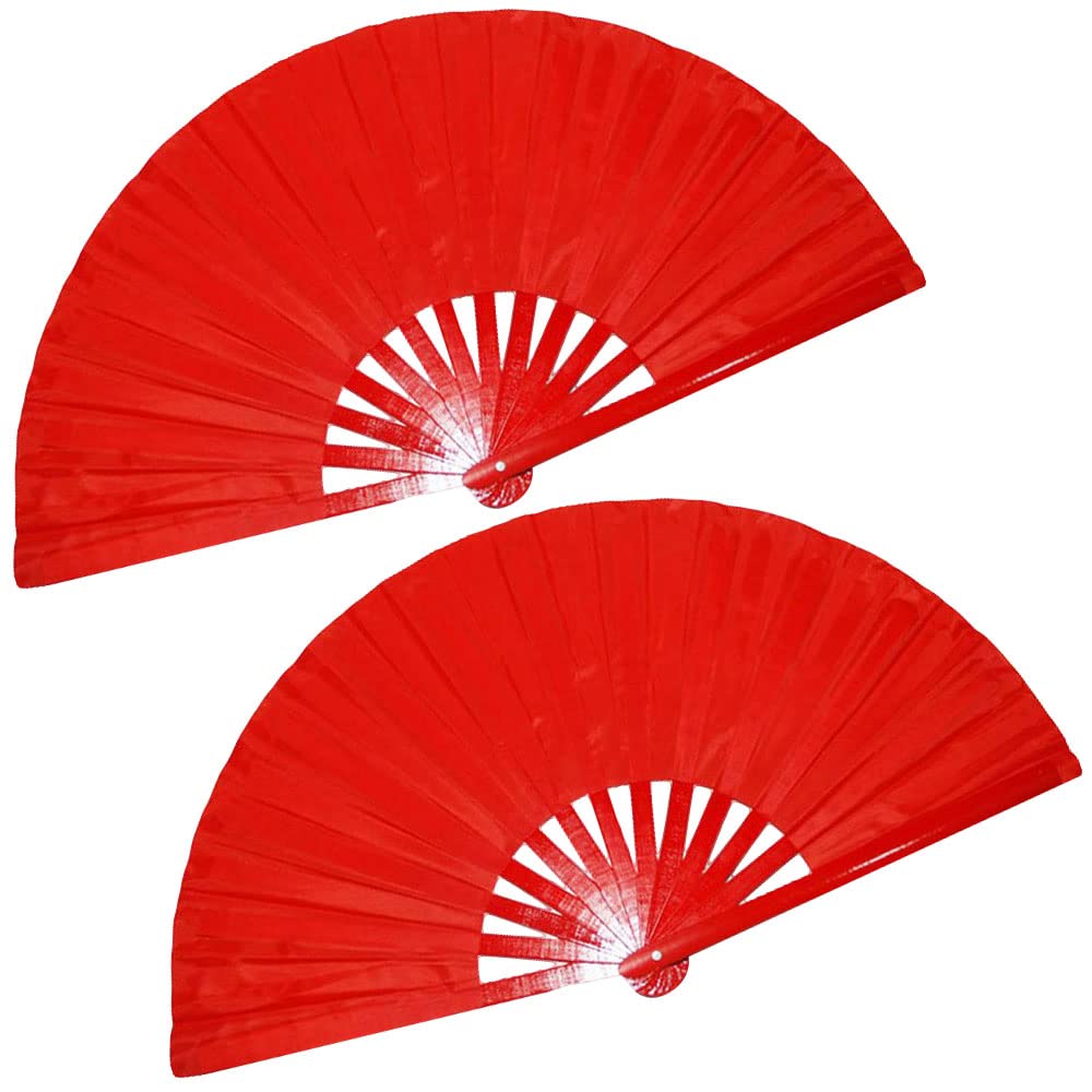 ZooBoo Chinesischer Taichi Kungfu Fan Bambus Kampfsport Sport Fighting Hand Fan 33 cm, Pure Red