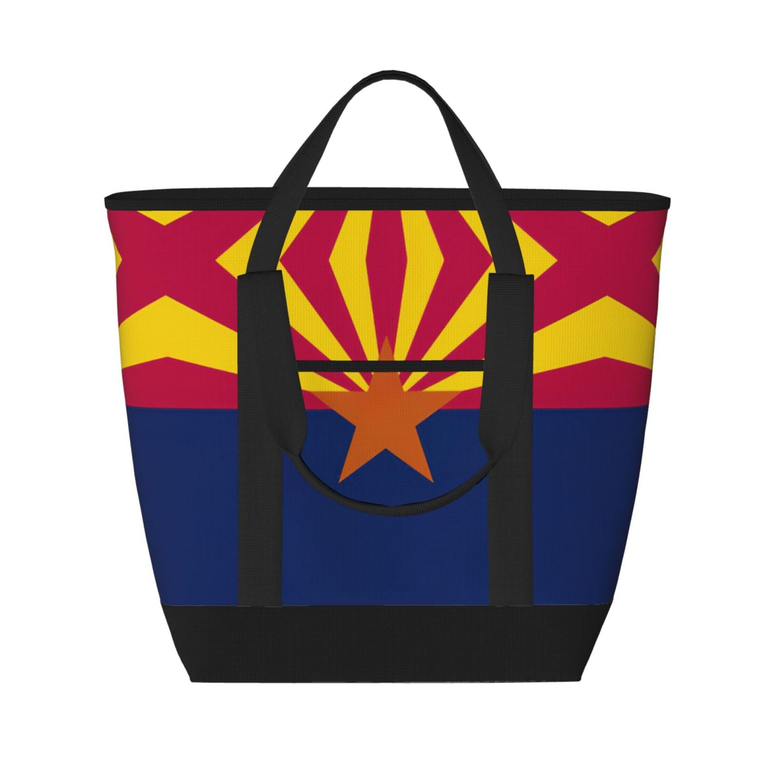 YQxwJL Isolierte Kühltasche mit Arizona-Flagge, großes Fassungsvermögen, Einkaufstasche, Reisetasche, Strand, wiederverwendbare Einkaufstasche für Erwachsene, Schwarz, Einheitsgröße