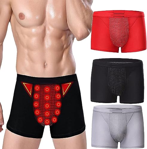 3er-Pack Herren Turmalin Prostata Magnetische Boxershorts Magnetfeldtherapie Erweiterung Unterwäsche Mit Ausbuchtungsbeutel Gesundheitsvorsorge Kurze Hose Energy Unterhose ( Color : 1 , Size : L )