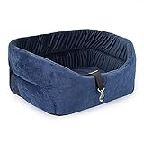 BOUTIQUE ZOO Hunde Autositz Universal Waschbar Abriebfest, Autositz Hund für Vordersitz, Beifahrersitz, Rückbank, Hundebett Hundetasche, S: 39 cm x 32 cm, Blau - Wildlederimitat