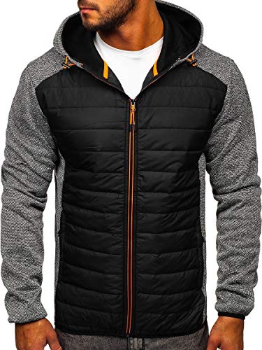 BOLF Herren Übergangsjacke Steppjacke Sportjacke Freizeitjacke Reißverschluss Street Style J.Style KS2155 Grau M [4D4]