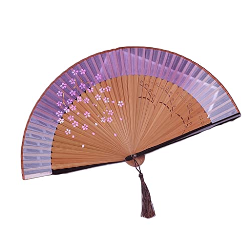 VSULZVNU Faltbarer Handfächer für Damen, Sakura, Chinesisch/Japanisch, Vintage-Retro-Faltfächer, Handfächer für Wanddekoration, Geschenke (Farbe: Schwarz, Knochengrün) (Schwarz Knochengrün)