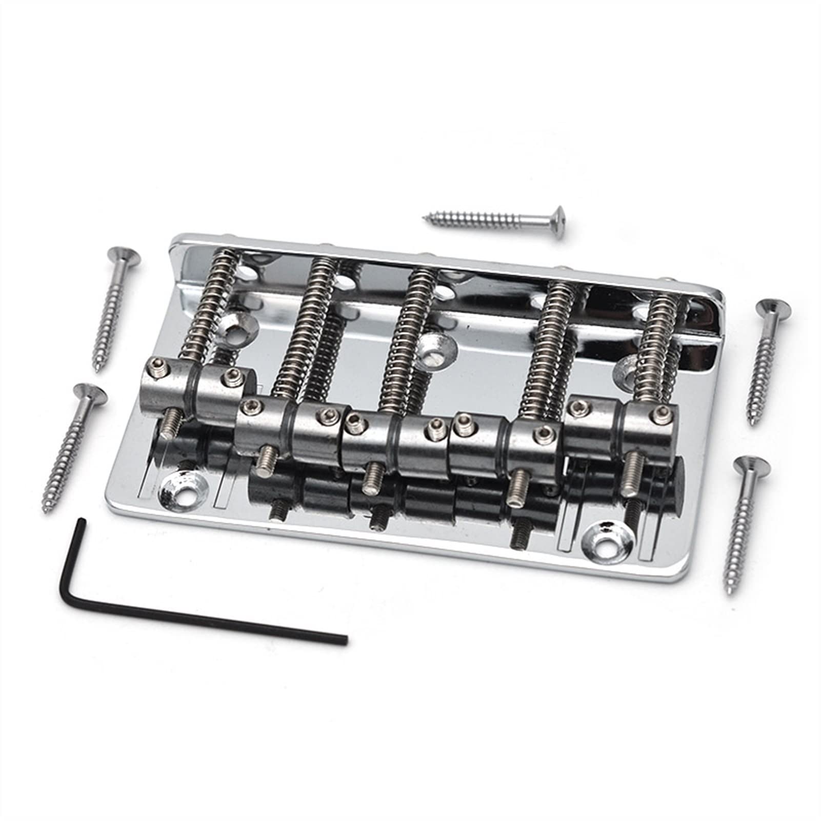 5 Sätze Linkshänder 5 Saiten-Flachsattel Single Tremolo Bridge-System Für E-Gitarre Chrome Black Gitarrebrücke(Silver)