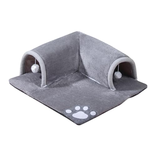 Katzentunnel-Bettteppich | Katzenrohrspielzeug mit einem hängenden Ball | Waschbares Katzenbett Höhle für Indoor-Katzen mit Plüschball | Quadrate Katzentunnel | Haustier-Plüschbett Hundehaus