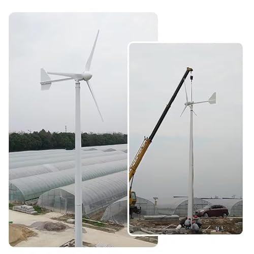 KX-ENERGIE Windkraftanlage 5000W 48V Windturbine 3 Phase AC Horizontaler Windgenerator 5KW für den Heimgebrauch, Projekt, Bauernhof, 3 Glasfaser Blätter Windmühle (48, Volt)