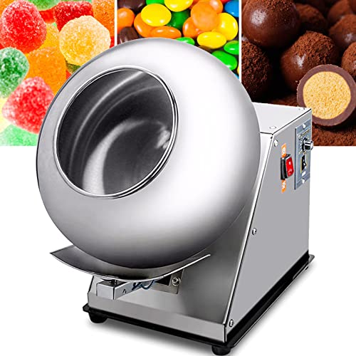 HTIANMM Candy Coater Machine, Kleine Kommerzielle Mini-Schokoladenschwenkmaschine, 2-5 Kg/H Schokoladenbeschichtungs-Poliermaschine Coater Sugar Ball Coating Drying Machine,110V