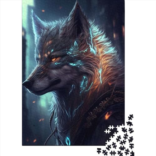 Puzzle für Erwachsene mit 1000 großen Teilen, Wolf, Anime-Tier, Holzpuzzle für Erwachsene und Jugendliche als Geburtstagsgeschenk für Erwachsene, Jungen und Mädchen, 75 x 50 cm