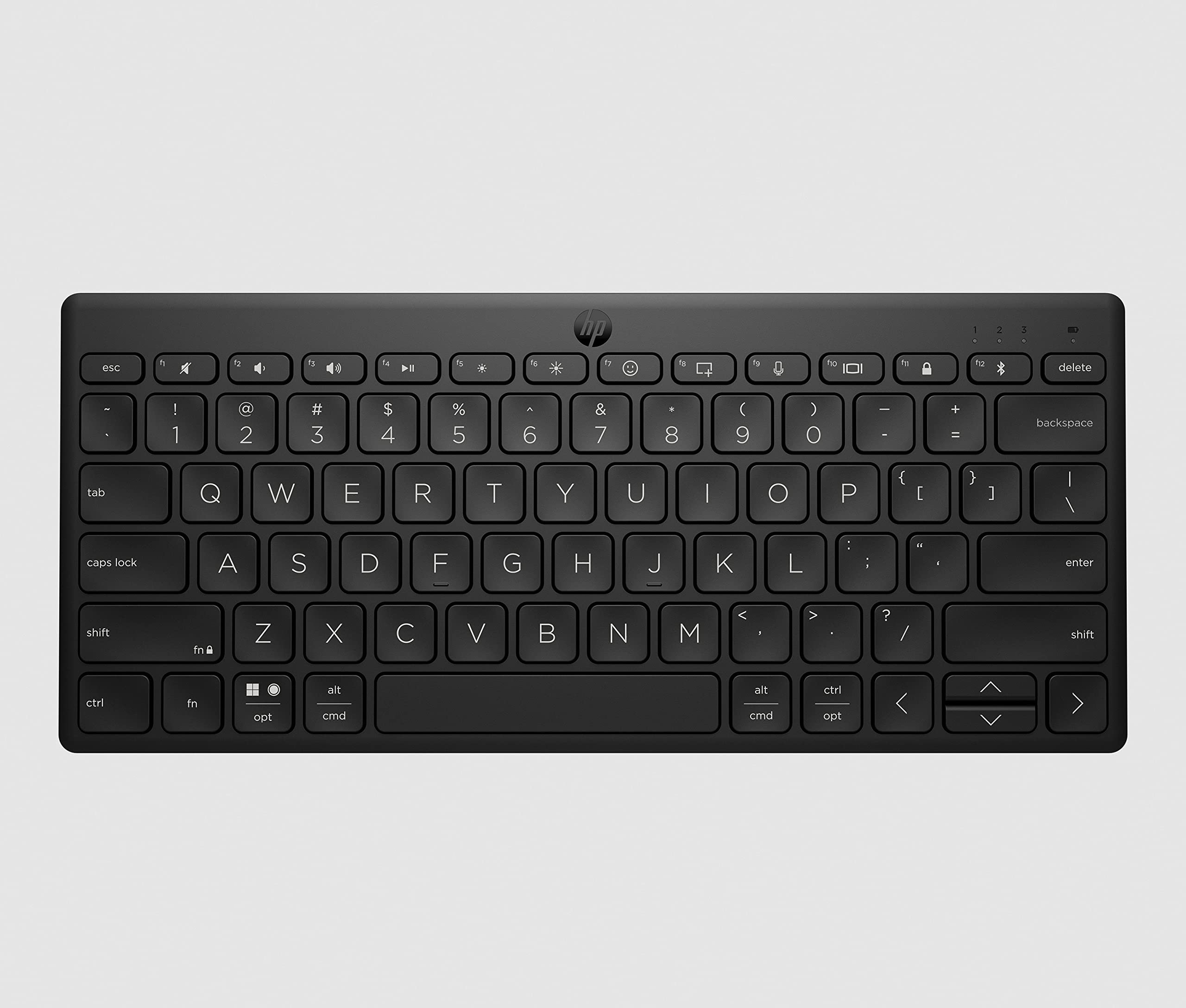 HP 350 kabellose und Bluetooth-Tastatur, Anschluss mehrerer Geräte, QWERTY, italienisches Layout, Emoji, kompatibel mit Windows, Android, Chrome OS, MacOS, iPadOS, Schwarz