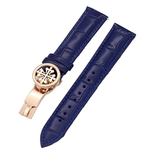 NEYENS Uhrenarmband aus echtem Leder, 19 mm, 20 mm, 22 mm, Uhrenarmband für Patek Philippe Wath Armbänder mit Edelstahl-Faltschließe, für Herren und Damen, 20 mm, Achat