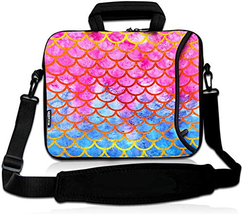 RICHEN Laptop/Chromebook/Ultrabook/MacBook Pro Air Notebook PC Messenger Bag Tablet Reisetasche Neopren Griff Sleeve mit Schulter (11-13,3 Zoll, Meerjungfrauen-Schuppe)