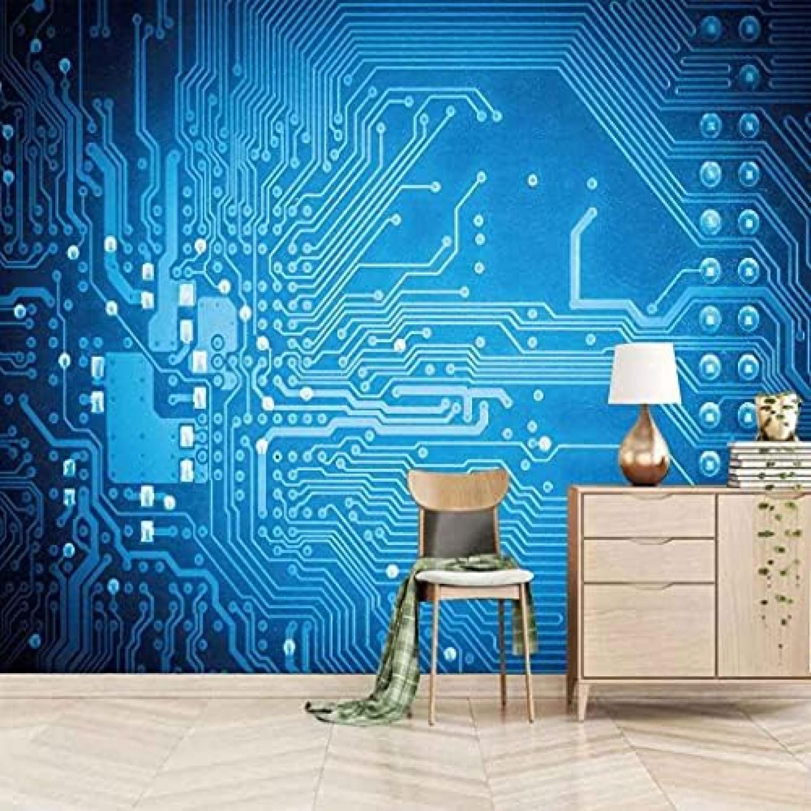 XLMING Blaue Platine Küche Esszimmer Arbeitszimmer Wohnzimmer TV Hintergrund Wand 3D Tapete-150cm×105cm