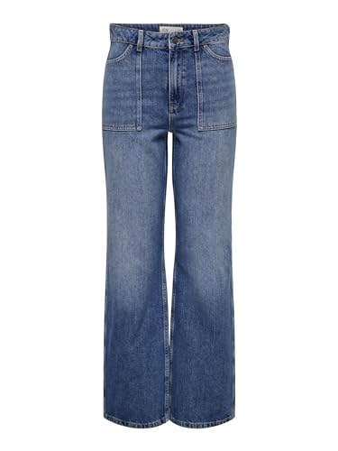 JdY Damen JDYMAYA HIGH Waist Wide DNM NOOS Weite Jeans, Medium Blue Denim, 8L UK/XL