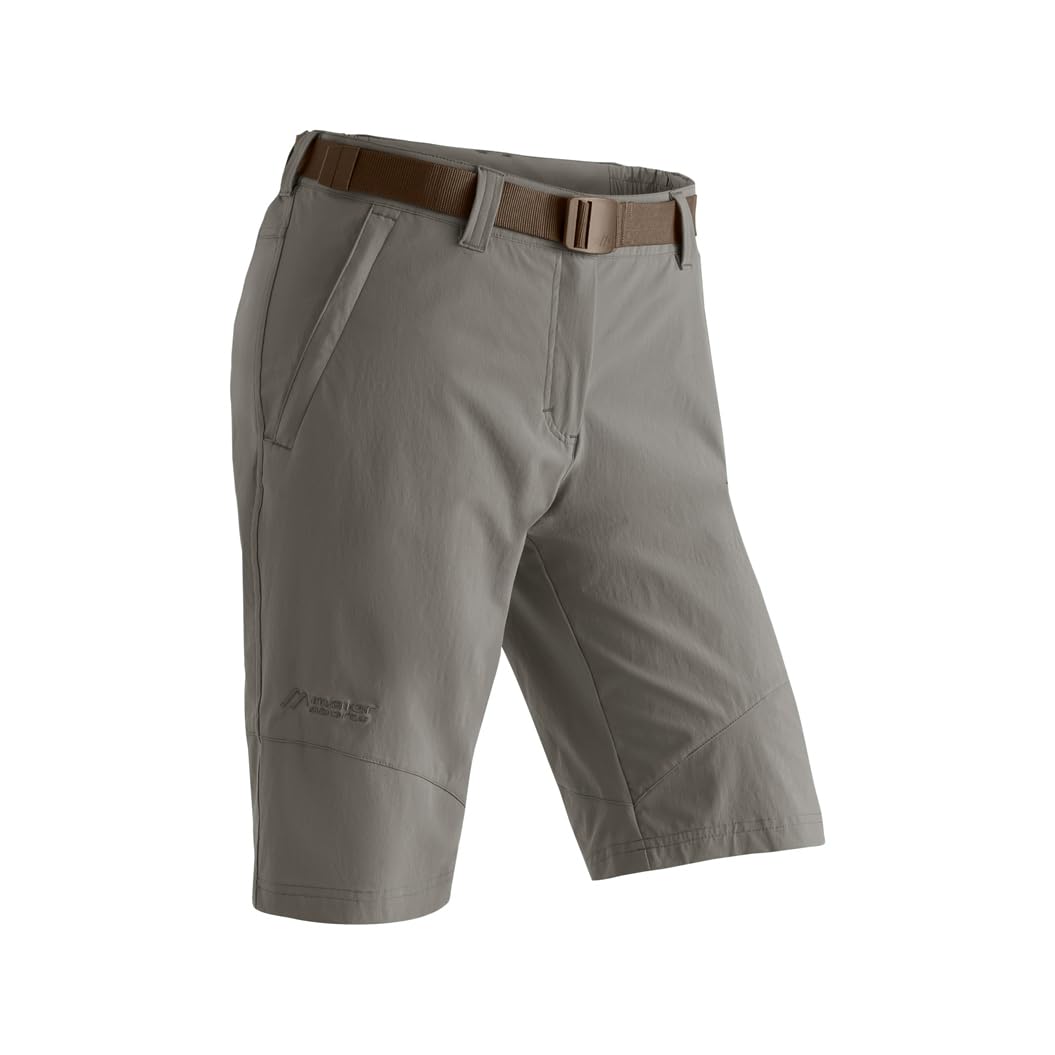 Maier Sports Lawa, Kurze Damen Wanderhose, Wasserabweisende Bermuda für Trekking und Hiking, PFC-frei, mSTRETCH pro 4 & Dryprotec, Braun, 40 (W31/L31)