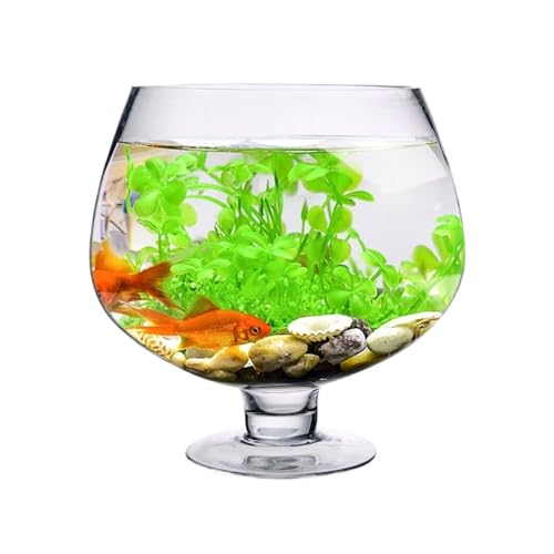 Aquarium Kleines Aquarium aus verdicktem transparentem Glas, Aquarium for den Schreibtisch, Schildkrötenbecken, kreatives Kelchmodellierungsdesign Aquarium-Kit(23.3cmx17cm)