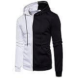 FFNUM Herren Hoodies Tops Herren Kapuzenpullover Halb Weiß Halb Schwarz Patchwork Hoodies Und Sweatshirts Herren Hip Hop Kapuzen-Trainingsanzüge Loose Fit Sweatshirt (Farbe: A96, Größe: Größe L)