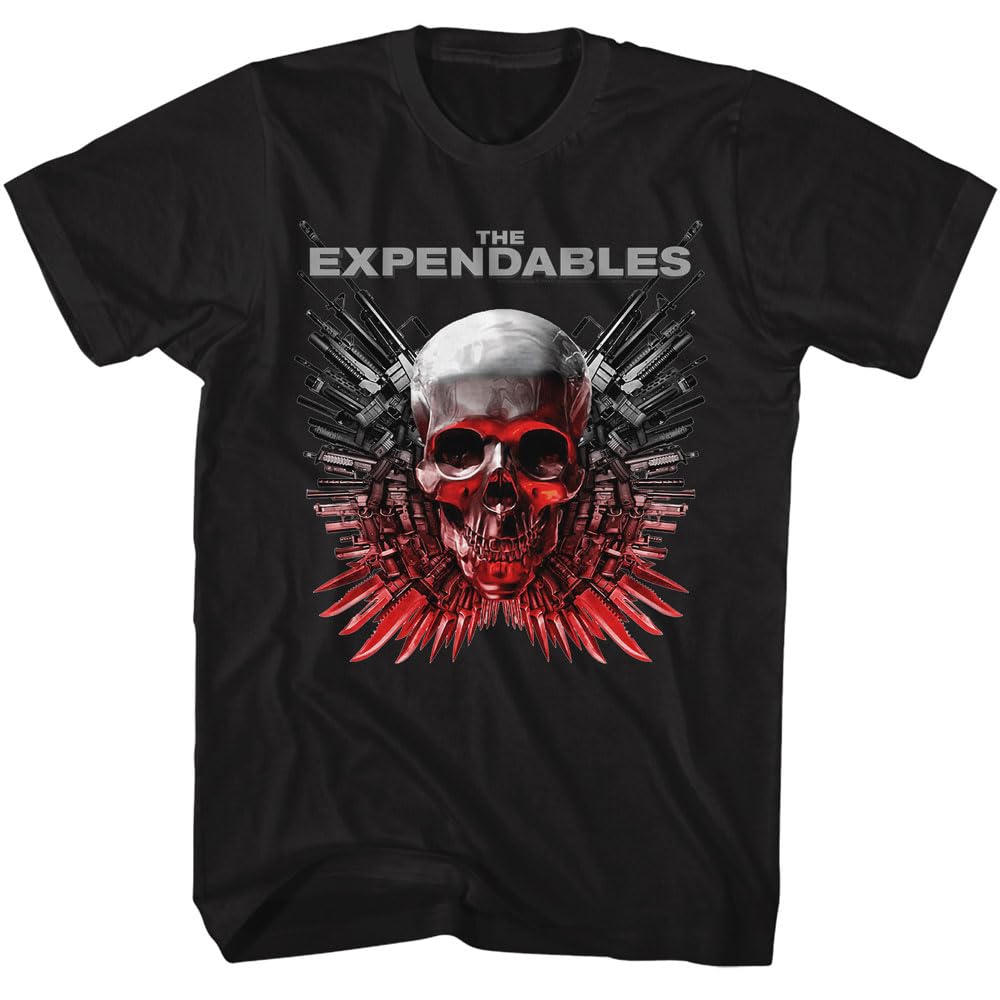 American Classics The Expendables Movie Skull & Guns Herren-T-Shirt, kurzärmelig, Action-Thriller, Film-Grafik-T-Shirt, Schwarz, Schwarz, XX-Large