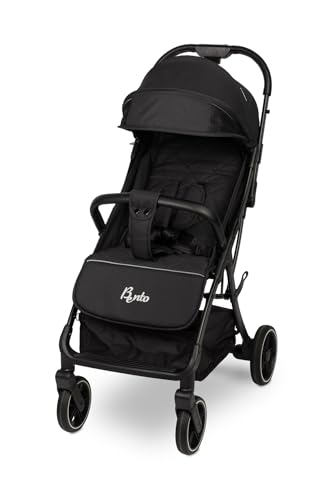 CARETERO Bento Kinderwagen - Kompakt und funktionell - Automatisch zusammenklappbar - Leicht zu transportieren, einfach zu fahren - von 6 Monaten bis 22 kg - 68x50x105cm - Schwarz