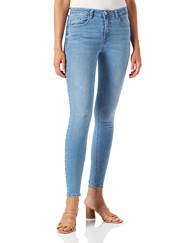 JDY Damen JDYblume Mid Waist Sk Dest. Lb Dnm Noos Jeans, Light Blue Denim, S / 32L EU