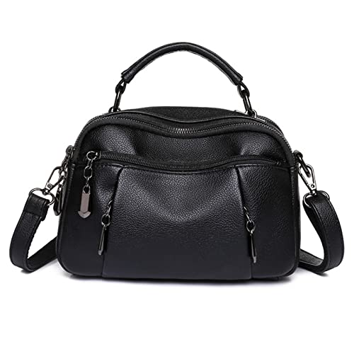 ohodhmnu Damen-Tragetasche, modische PU-Leder-Luxus-Geldbörsen-Handtaschen mit mehreren Taschen Crossbody Schultertaschen, Schwarz , no flower