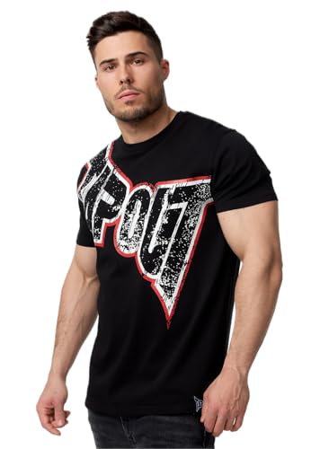 TAPOUT Herren T-Shirt Normale Passform Bernardino Black/Ecru/Red 3XL