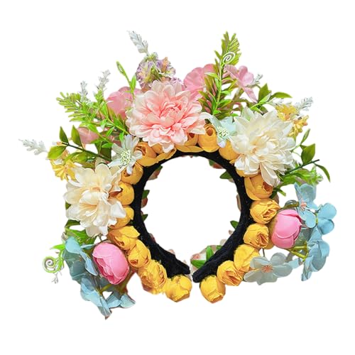 SUMMITDRAGON Blumenkopfschmuck im chinesischen Stil, elegante Blumen-Haarbänder, künstlerische Seidenblumen-Kopfbedeckung, Haargirlanden für Frauen