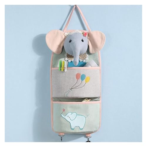 BFVAKBKYT Hängende Lagerung über der Tür, Wandbehang-Aufbewahrungstasche, niedlicher Elefant, Wand-Organizer, Stoff, Wand-Aufbewahrungstasche(2 Pockets)