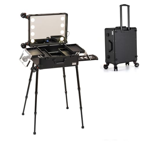 Kosmetikkoffer für Damen, Kosmetik Organizer, Kosmetik Trolley Rollkoffer Schminkkoffer mit 360° drehbaren, Professionelle Make Up Tasche, Make up Organizer Koffer Multikoffer Etagenkoffer (Size : A(