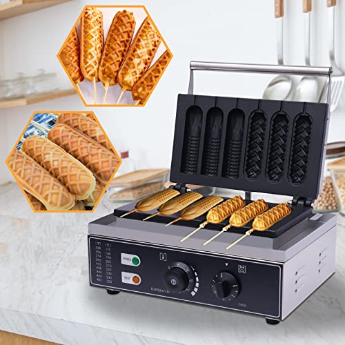 PIOJNYEN Hot Dog Grill Hot Dog Maschine Waffeleisen für Hotdog Anti-Haftbeschichtung 1500W, 6 Würstchen