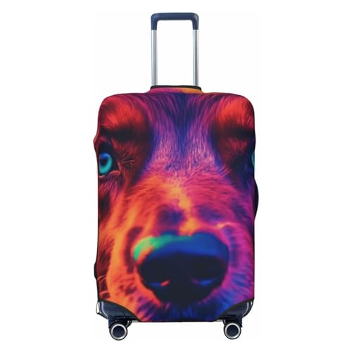 CSGJMYGS Reisegepäckabdeckung, elastisch, waschbar, modisch, kratzfest, blaue Augen, Hundekoffer-Schutz, passend für 45,7 - 81,3 cm Gepäck, Schwarz , XL