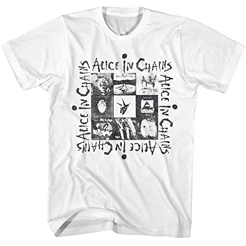 Alice in Chains T-Shirt, Multi-Album, Kunst, Herren, kurzärmelig, 90er-Jahre-Musik, Vintage-Stil, grafische T-Shirts, Weiss/opulenter Garten, XL