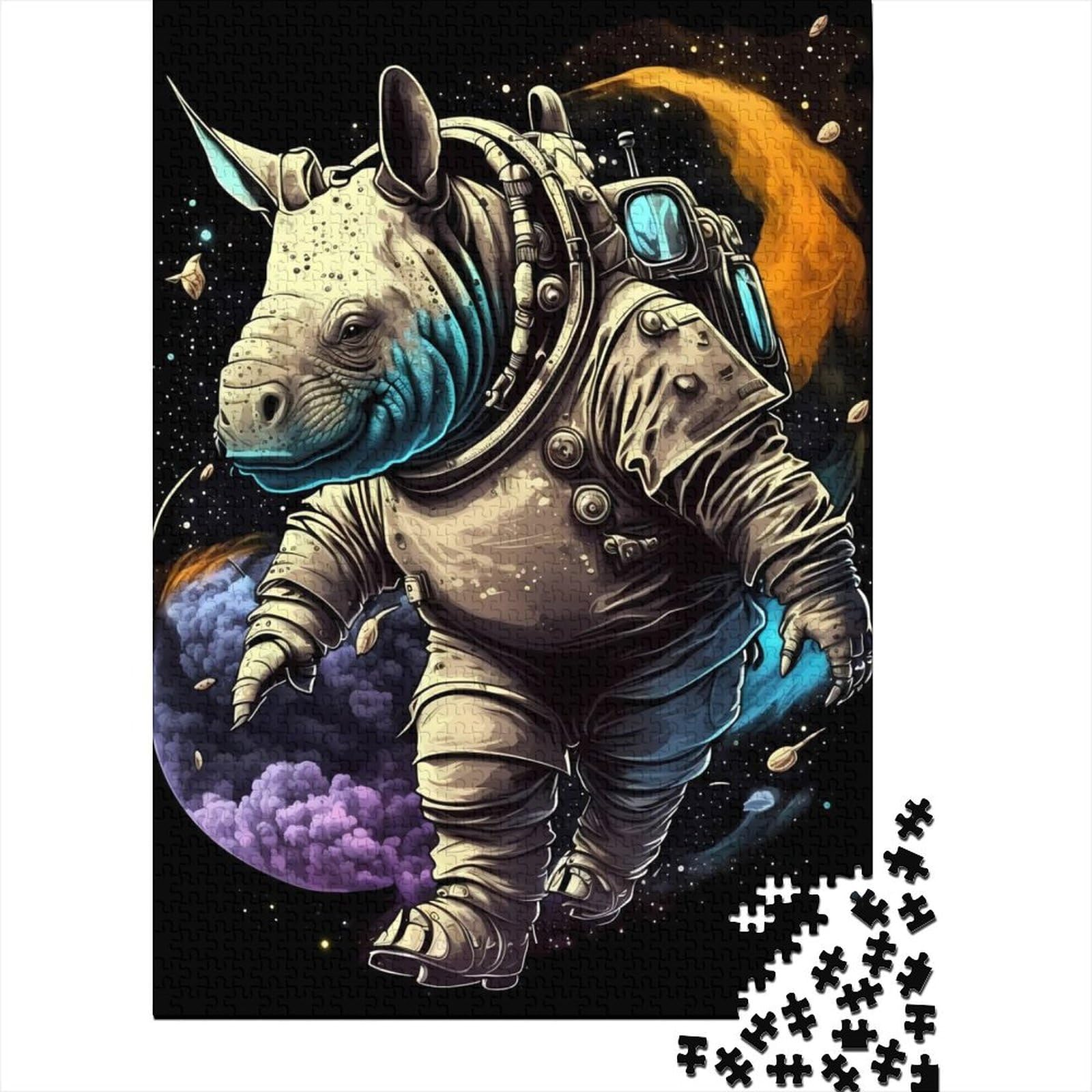 Nashorn-Mythologie, Holzpuzzle für Erwachsene und Jugendliche von Art Jigsaw Puzzles für Erwachsene, 1000 Teile, Holzpuzzle für Erwachsene und Jugendliche, 75x50cm