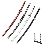 Sword Warrior Schwert Roronoa Zoro Schwert Set 4 Stück 100cm Holzschwert, Holz Katana Anime Cosplay Schwert-Kitetsu / Shisui / Wado Ichimonji/Yubashiri