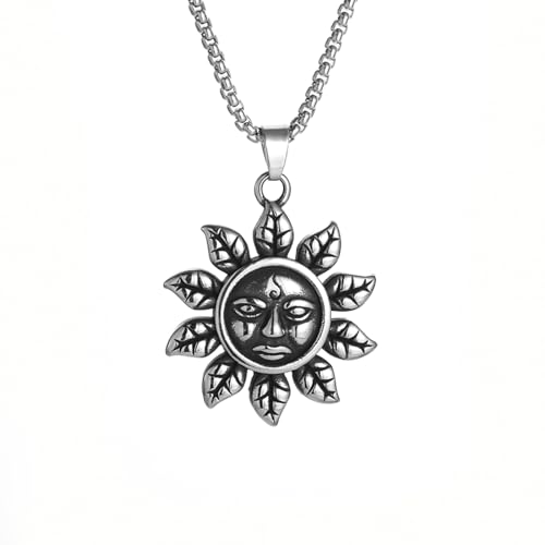 GZHENGZG Herrenhalsketten und Damenschmuck Retro Nordic Sun God Anhänger Halskette für Männer und Frauen, Amulett Schmuck Geschenk, Modegeschenk