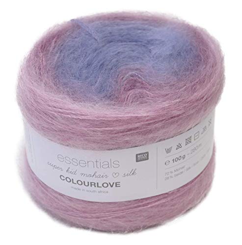 Rico Design Colourlove super Kid Mohair Silk, Farbverlaufgarn, Bobble, Farbe 002, rosa/blau