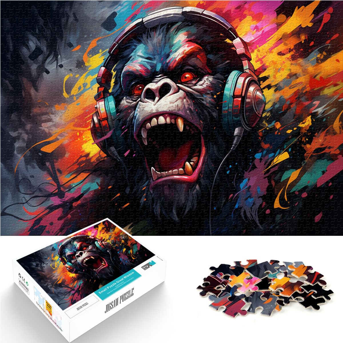 Puzzles für Orang-Utans, die Musik hören. Puzzle für Erwachsene, 1000 Teile, Holzpuzzle, interessantes Puzzle zur Stressreduzierung, 1000 Teile (50 x 75 cm)