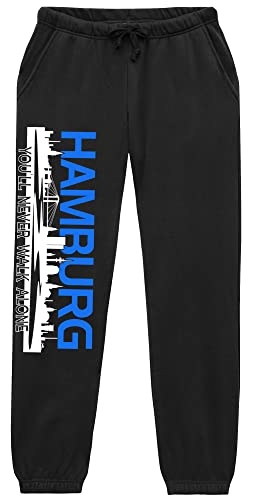 Hamburg Skyline Jogginghose | Fussball Skyline Hamburg Hose Herren Ultras Sporthose Freizeithose | (M)