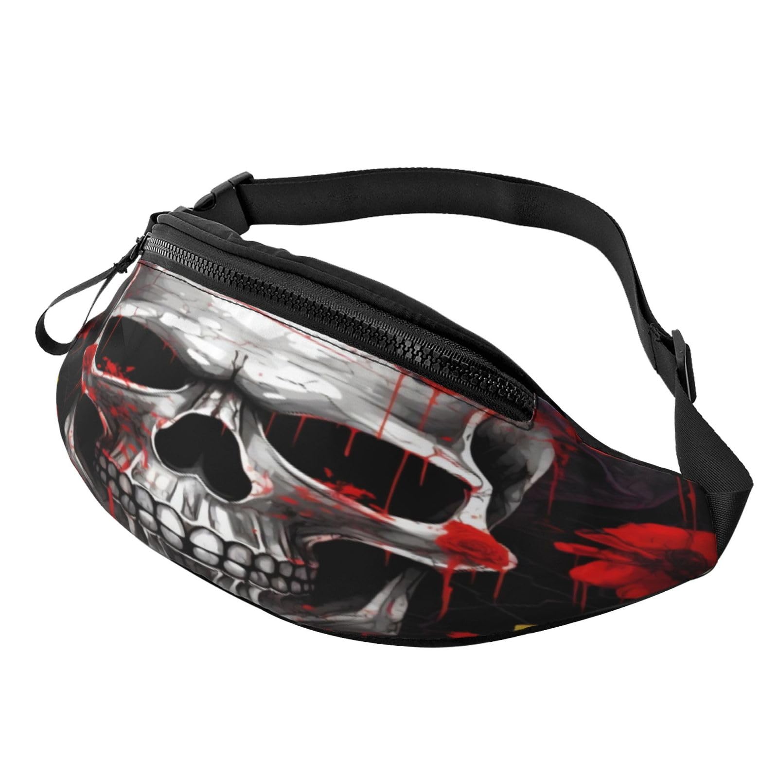 Bauchtasche mit Weihnachtsmann-Motiv, leichte Hüfttasche für Reisen und den täglichen Gebrauch, Halloween Totenkopf, Einheitsgröße