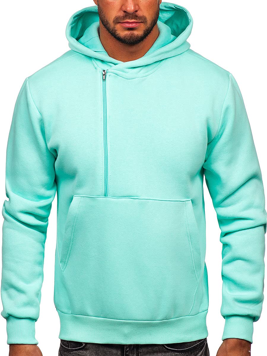 BOLF Herren Kapuzenpullover Reißverschluss Hoodie Sweatshirt mit Kapuze Pullover Pulli Langarmshirt Freizeit Sport Fitness Outdoor Casual Style 02 Mint XXL [1A1]