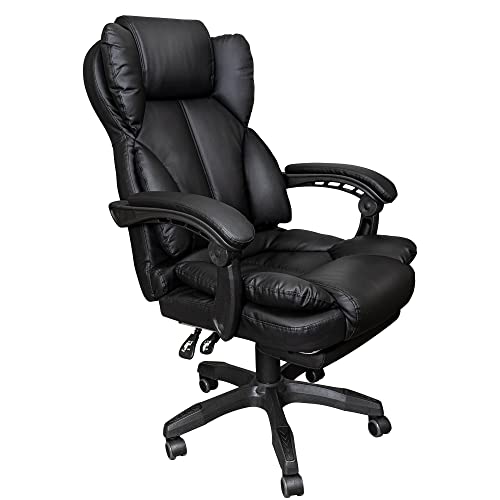 Trisens Schreibtischstuhl Bürostuhl Gamingstuhl Racing Chair Chefsessel mit Fußstütze, Farbe:Schwarz