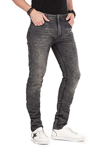 Cipo & Baxx Herren Jeans Hose Denim Used Skinny Fit Basic Pants Regular Jeanshose Schlüsselkette W32 L32 Anthracite