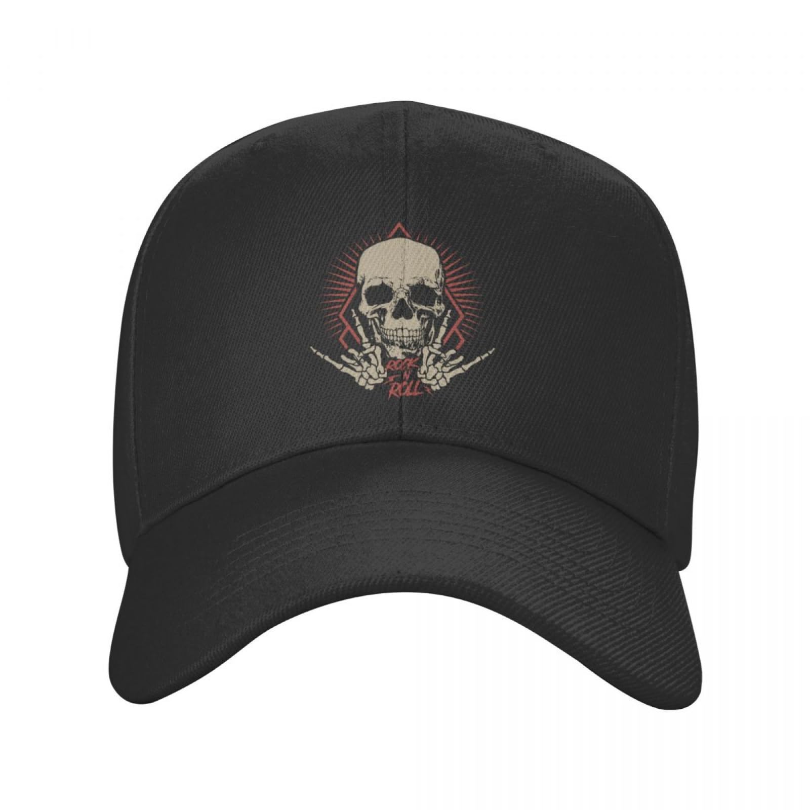 SUREKYA Baseball Kappe Benutzerdefinierte Rock N Roll Baseball Cap für Männer Frauen Einstellbare Hardrock Musik Heavy Metal Schädel Trucker Hut Streetwear Geschenk