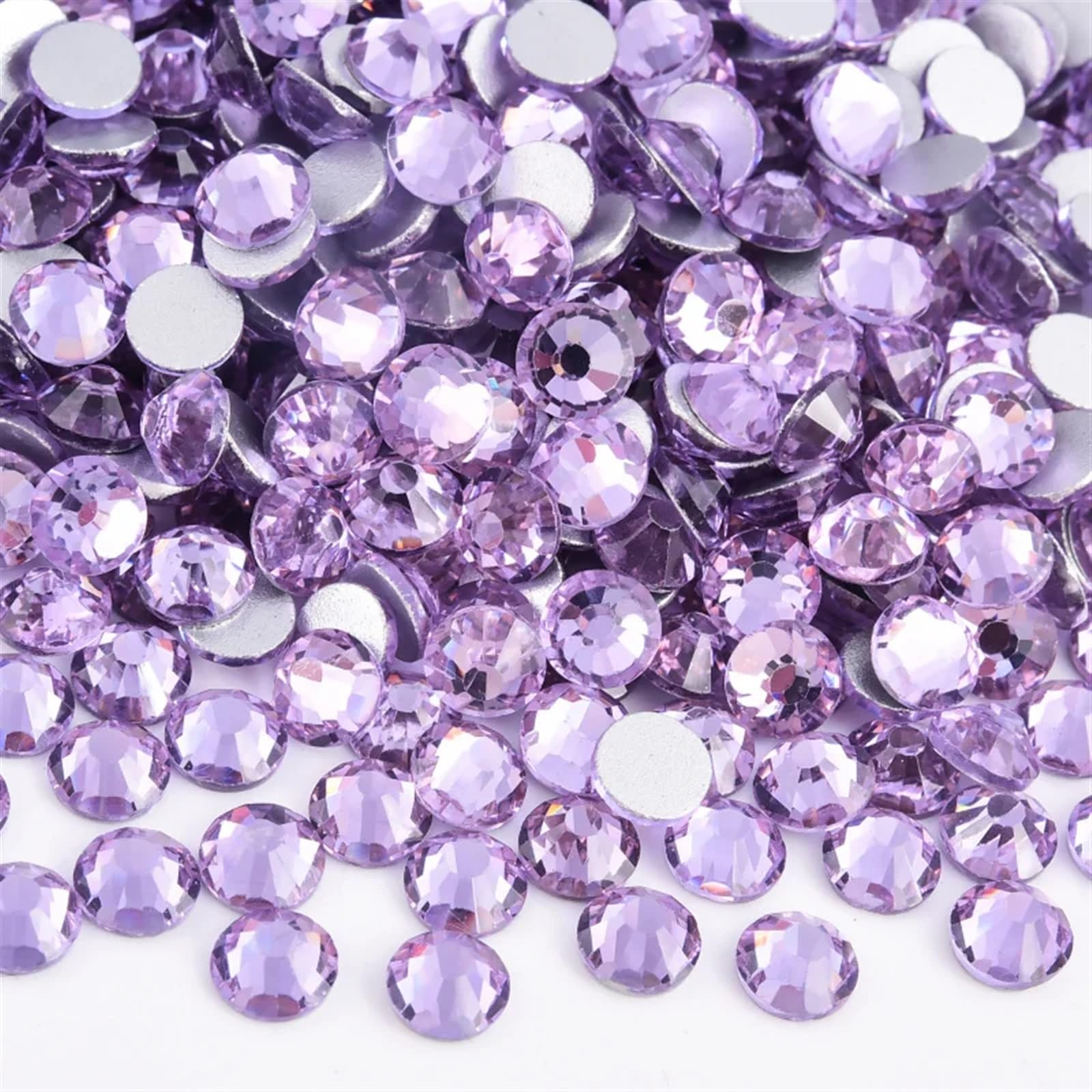 Bulk Flatback Strasssteine, Kristall Hotfix, 1440 Stück Hotfix-Strasssteine, Nicht-Hotfix-Strasssteine, Glitzer-Strasssteine, Kristall-Strass-Diamant-Nagel-Charms, Nagelkunst-Dekorationen(Lt. Violet,S