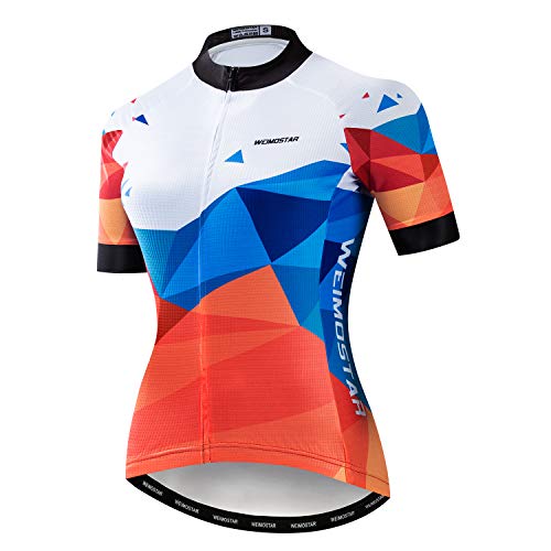 Hotlion Sommer Atmungsaktiv Radtrikot Damen Mountainbike Jersey Schnelltrocknend Fahrradshirt Kurzarm Radbekleidung - - Etikett XL