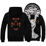 Yinova Jujut-su Kais-en Fleece Jacket Herren,Gefütterte Sweatjacke mit Durchgägigem Reißverschluss,Lässiger Outdoorjacke,Sport Style-Black A||XXL